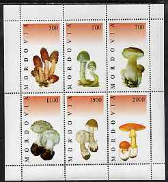 Mordovia Republic 1998 Fungi #2 perf sheetlet containing complete set of 6 values unmounted mint, stamps on , stamps on  stamps on fungi