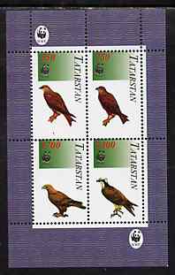 Tatarstan Republic 1996 WWF - Birds of Prey #1 perf sheetlet containing set of 4 values unmounted mint, stamps on birds, stamps on  wwf , stamps on birds of prey, stamps on 
