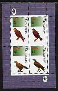 Tatarstan Republic 1996 WWF - Birds of Prey #1 perf sheetlet containing set of 4 values unmounted mint, stamps on , stamps on  stamps on birds, stamps on  stamps on  wwf , stamps on  stamps on birds of prey, stamps on  stamps on 