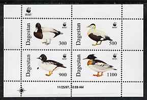 Dagestan Republic 1996 WWF - Ducks perf sheetlet containing set of 4 values unmounted mint, stamps on birds, stamps on  wwf , stamps on ducks