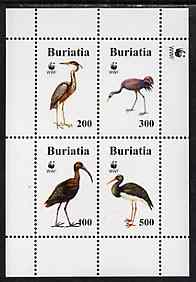 Buriatia Republic 1996 WWF - Birds perf sheetlet containing set of 4 values unmounted mint, stamps on birds, stamps on  wwf , stamps on 