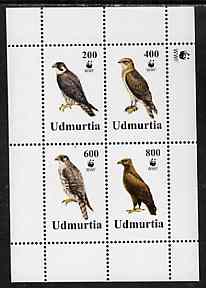 Udmurtia Republic 1996 WWF - Birds of Prey perf sheetlet containing set of 4 values unmounted mint, stamps on birds, stamps on  wwf , stamps on birds of prey, stamps on 