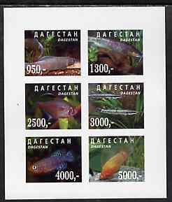 Dagestan Republic 1998 Fish imperf sheetlet containing complete set of 6 values unmounted mint, stamps on , stamps on  stamps on fish