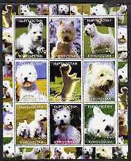 Kyrgyzstan 2000 West Highland Terrier perf sheetlet containing 9 values unmounted mint , stamps on dogs
