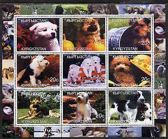 Kyrgyzstan 2000 Dogs perf sheetlet containing 9 values unmounted mint , stamps on , stamps on  stamps on dogs