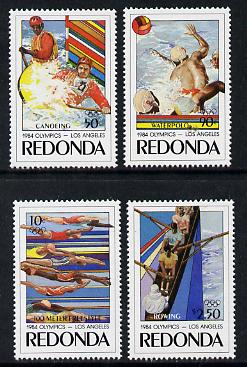Antigua - Redonda 1984 Olympic Games set of 4 (Canoeing, Rowing, Water Polo & Swimming) unmounted mint, stamps on olympics  sport  swimming   rowing   water polo