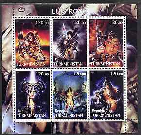 Turkmenistan 2001 Fantasy Art of Luis Royo perf sheetlet containing 6 values unmounted mint, stamps on , stamps on  stamps on arts, stamps on  stamps on women, stamps on  stamps on nudes, stamps on  stamps on fantasy