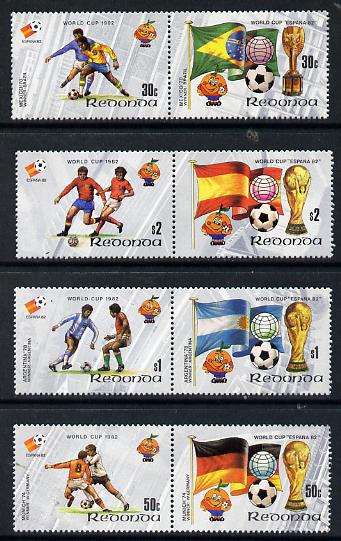 Antigua - Redonda 1982 Football World Cup set of 8 in 4 se-tenant pairs unmounted mint, stamps on football  sport
