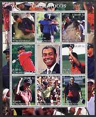 Turkmenistan 2000 Tiger Woods perf sheetlet containing 9 values unmounted mint, stamps on , stamps on  stamps on personalities, stamps on  stamps on golf, stamps on  stamps on sport