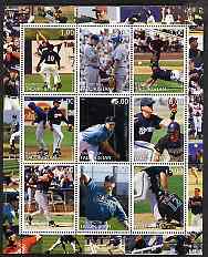 Tadjikistan 2000 Baseball perf sheetlet containing 9 values unmounted mint, stamps on baseball, stamps on sport