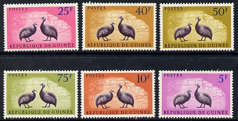 Guinea - Conakry 1961 Guineafowl set of 6 unmounted mint SG 277-82 (Mi 80-85), stamps on birds  game