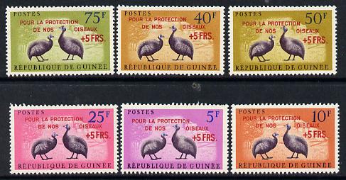 Guinea - Conakry 1961 Guineafowl set of 6 opt'd for Animal Protection unmounted mint SG 283-88 (Mi 107-12), stamps on , stamps on  stamps on birds  game