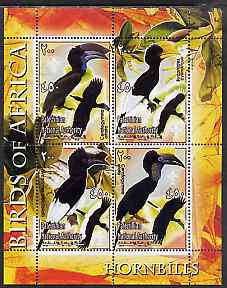 Palestine (PNA) 2005 Birds of Africa - Hornbills perf sheetlet containing 4 values each with Scout Logo unmounted mint. Note this item is privately produced and is offered purely on its thematic appeal, stamps on , stamps on  stamps on birds, stamps on  stamps on scouts