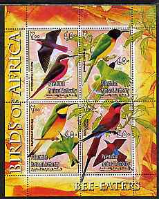 Palestine (PNA) 2005 Birds of Africa - Bee Eaters perf sheetlet containing 4 values each with Scout Logo unmounted mint. Note this item is privately produced and is offered purely on its thematic appeal, stamps on , stamps on  stamps on birds, stamps on  stamps on scouts