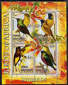 Palestine (PNA) 2005 Birds of Africa - Sunbirds perf sheetlet containing 4 values each with Scout Logo unmounted mint. Note this item is privately produced and is offered purely on its thematic appeal