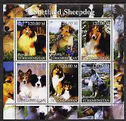 Turkmenistan 2000 Shetland Sheepdog perf sheetlet containing 6 values unmounted mint, stamps on , stamps on  stamps on dogs