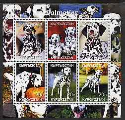 Kyrgyzstan 2000 Dalmations perf sheetlet containing 6 values unmounted mint, stamps on , stamps on  stamps on dogs