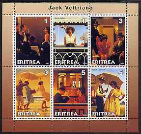 Eritrea 2001 Art of Jack Vettriano #1 perf sheetlet containing 6 values unmounted mint, stamps on arts, stamps on umbrellas