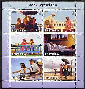 Eritrea 2001 Art of Jack Vettriano #2 perf sheetlet containing 6 values unmounted mint, stamps on , stamps on  stamps on arts, stamps on  stamps on umbrellas