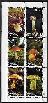 Dagestan Republic 1999 Fungi perf sheetlet containing complete set of 6 values unmounted mint, stamps on fungi