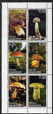 Dagestan Republic 1999 Fungi perf sheetlet containing complete set of 6 values unmounted mint, stamps on , stamps on  stamps on fungi