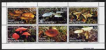 Ingushetia Republic 1999 Fungi perf sheetlet containing complete set of 6 values unmounted mint, stamps on , stamps on  stamps on fungi