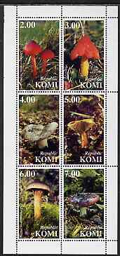 Komi Republic 1999 Fungi perf sheetlet containing complete set of 6 values unmounted mint, stamps on , stamps on  stamps on fungi