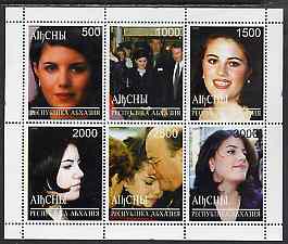 Abkhazia 1999 Monica Lewinski perf sheetlet containing 6 values unmounted mint, stamps on americana, stamps on women, stamps on personalities, stamps on literature