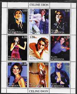 Mordovia Republic 1999 Celine Dion perf sheetlet containing 9 values unmounted mint , stamps on personalities, stamps on music, stamps on entertainments, stamps on women, stamps on pops