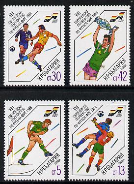 Bulgaria 1988 Football European Championships set of 4 unmounted mint, SG 3529-32 (Mi 3667-70*, stamps on football  sport