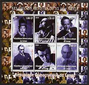 Congo 2000 Film Stars of the 20th Century #2 (Actors) perf sheetlet containing 6 values unmounted mint, stamps on , stamps on  stamps on personalities, stamps on  stamps on entertainments, stamps on  stamps on films, stamps on  stamps on cinema, stamps on  stamps on movies, stamps on  stamps on millennium