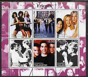 Tadjikistan 2000 Friends (TV Series) perf sheetlet containing 6 values unmounted mint, stamps on entertainments, stamps on  tv , stamps on 