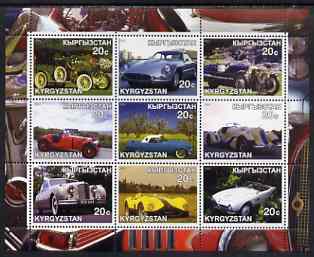 Kyrgyzstan 2001 Sports cars perf sheetlet containing 9 values unmounted mint, stamps on , stamps on  stamps on cars