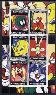 Kyrgyzstan 2001 Bugs Bunny perf sheetlet containing 6 values unmounted mint, stamps on films, stamps on movies, stamps on cartoons, stamps on entertainments