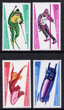 Bulgaria 1987 Winter Olympic Games set of 4 unmounted mint, SG 3475-78 (Mi 3617-20), stamps on olympics  sport