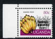 Uganda 1979 Uganda Liberated opt on 80c Bananas with opt doubled, unmounted mint, SG 255a, stamps on , stamps on  stamps on fruit, stamps on  stamps on bananas