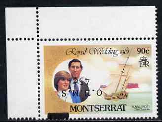 Montserrat 1982 Official Royal Yacht Charlotte with 45c on  90c inverted, SG O53c unmounted mint, stamps on , stamps on  stamps on royalty, stamps on  stamps on royal wedding, stamps on  stamps on charles, stamps on  stamps on diana, stamps on  stamps on ships