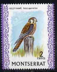 Montserrat 1970-74 American Kestral 2c on chalky paper unmounted mint, SG 243, stamps on birds, stamps on birds of prey, stamps on kestrals