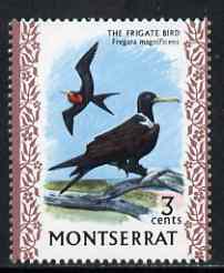 Montserrat 1970-74 Frigate Bird 3c on chalky paper unmounted mint, SG 244, stamps on , stamps on  stamps on birds, stamps on  stamps on 