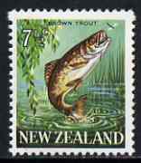 New Zealand 1967-70 Brown Trout 7.5c wmk sideways (from def set) unmounted mint, SG 871*, stamps on , stamps on  stamps on fish, stamps on  stamps on trout