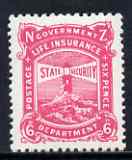 New Zealand 1944-47 Life Insurance 6d pink (Lighthouse) unmounted mint, SG L41, stamps on , stamps on  stamps on , stamps on  stamps on  kg6 , stamps on  stamps on lighthouses