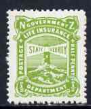 New Zealand 1944-47 Life Insurance 1/2d yellow-green (Lighthouse) P14x15 unmounted mint, SG L37, stamps on , stamps on  stamps on , stamps on  stamps on  kg6 , stamps on  stamps on lighthouses