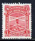 New Zealand 1944-47 Life Insurance 1d scarlet (Lighthouse) unmounted mint, SG L38, stamps on , stamps on  stamps on , stamps on  stamps on  kg6 , stamps on  stamps on lighthouses