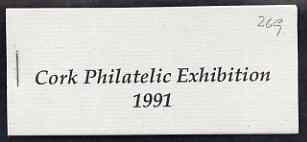 Booklet - Ireland 1991 Special booklet produced for the Cork Philatelic Exhibition containing pair of 32p Golf stamps & 4 printed interpanes, one certifying that the book...