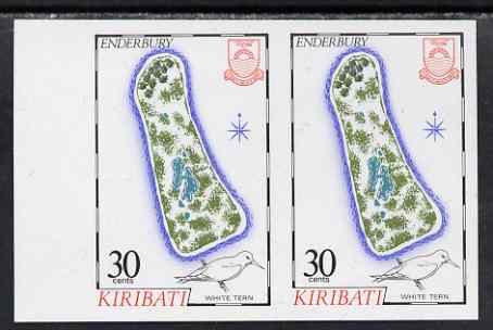 Kiribati 1987 Map 30c (Enderbury and white tern) imperf pair unmounted mint, as SG 271, stamps on maps, stamps on birds