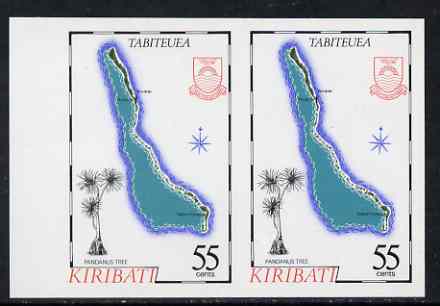 Kiribati 1987 Map 55c (Tabiteuea and pandanus tree) imperf pair unmounted mint, as SG 272, stamps on , stamps on  stamps on maps, stamps on  stamps on trees