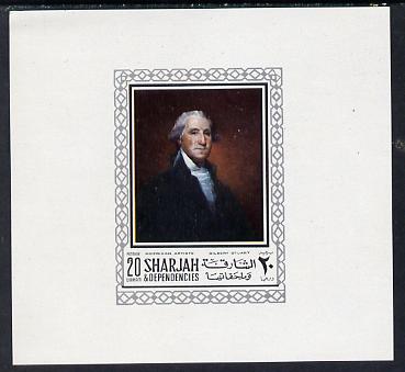 Sharjah 1968 American Artists imperf sheetlet containing 20 Dh value (Gilbert Stuart) unmounted mint as Mi 448, stamps on , stamps on  stamps on arts