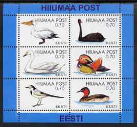 Estonia (Hiiumaa) 2000 Birds perf sheetlet containing 6 values unmounted mint, stamps on , stamps on  stamps on birds