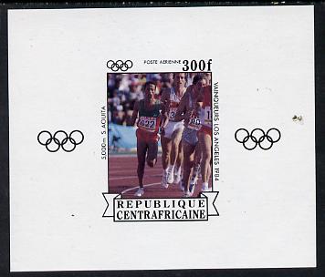 Central African Republic 1985 Olympic Gold Medalists imperf sheetlet containing 300f (5000 metres) as SG 1068 unmounted mint, stamps on , stamps on  stamps on olympics  sport     running