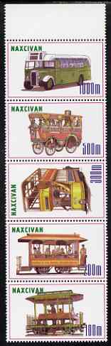 Naxcivan Republic 1999 Buses perf strip of 5 values complete unmounted mint, stamps on , stamps on  stamps on transport, stamps on  stamps on buses